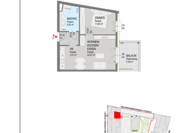 Wohnung zum Kauf - Erstbezug 369.000 € 2 Zimmer 44,1 m² 3. Geschoss Sechshauser Straße Wien 1150