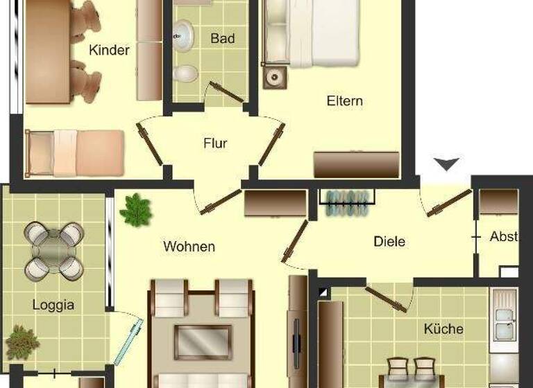 Wohnung zur Miete 699 € 3 Zimmer 74 m² 5. Geschoss Posener Straße 7 Wanheimerort Duisburg 47055
