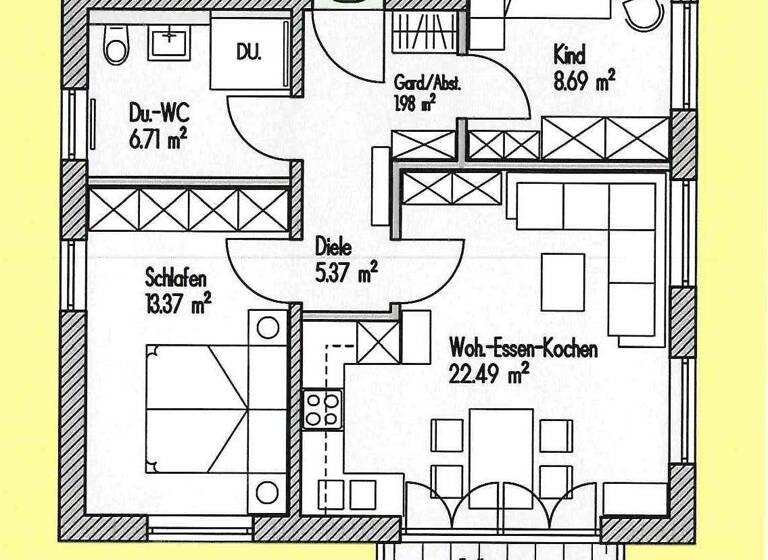 Wohnung zur Miete 1.200 € 2,5 Zimmer 60,7 m² 1. Geschoss Otterfing 83624