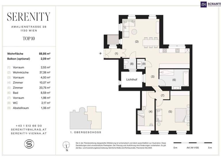 Wohnung zum Kauf - Erstbezug 595.000 € 3 Zimmer 88,9 m² 2. Geschoss Amalienstraße Wien 1130