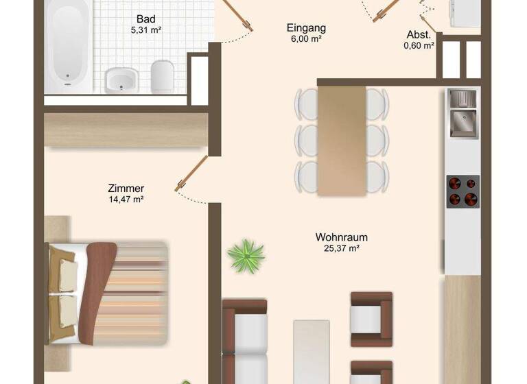 Wohnung zur Miete - Erstbezug 620 € 2 Zimmer 51,8 m² EG frei ab sofort Torgauer Straße 44a Volkmarsdorf Leipzig 04315