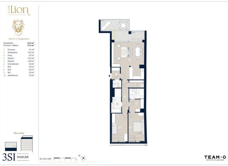 Wohnung zum Kauf - Erstbezug 1.375.000 € 3 Zimmer 96 m² 5. Geschoss Rotenlöwengasse 16 Wien 1090