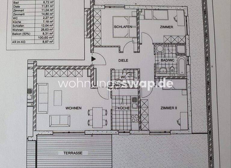 Studio zur Miete Tauschwohnung 1.158 € 4 Zimmer 100 m² 4. Geschoss Niederschönhausen Berlin 13156