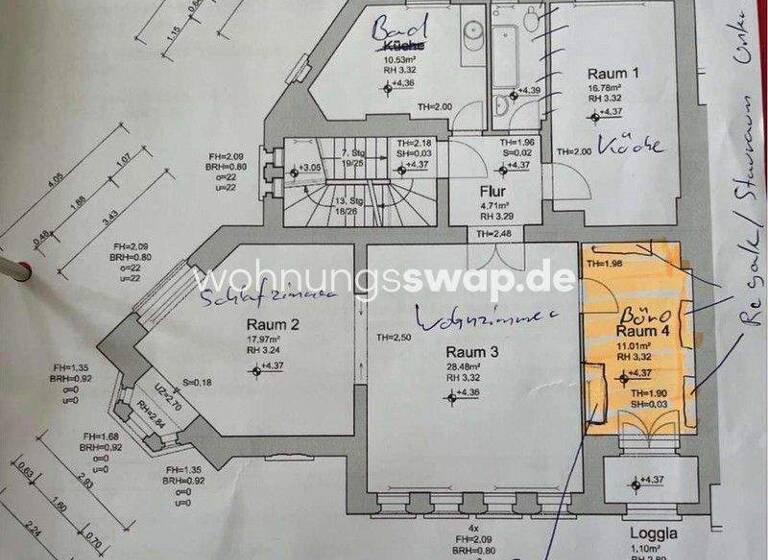 Studio zur Miete Tauschwohnung 1.500 € 3 Zimmer 95 m² 1. Geschoss Alt-Hohenschönhausen Berlin 13053