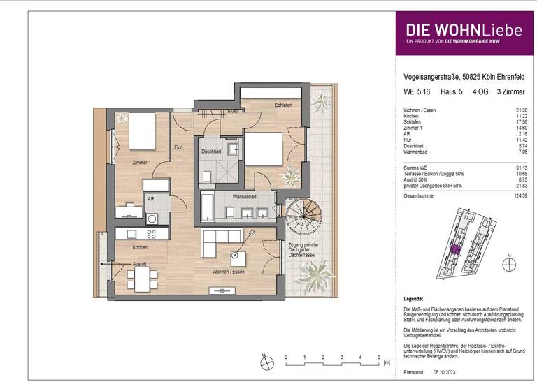 Penthouse zum Kauf - Erstbezug provisionsfrei 1.095.900 € 3 Zimmer 124,4 m² 4. Geschoss Vogelsanger Straße 271 Ehrenfeld Köln 50825