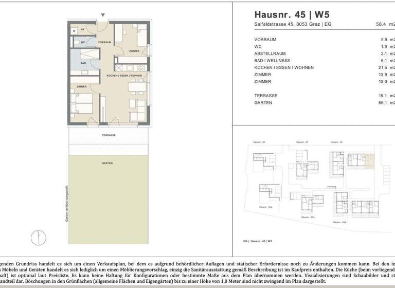 Wohnung zum Kauf - Erstbezug 356.000 € 3 Zimmer 58,4 m² EG frei ab sofort Salfeldstraße 45 Straßgang Graz,16.Bez.:Straßgang 8054