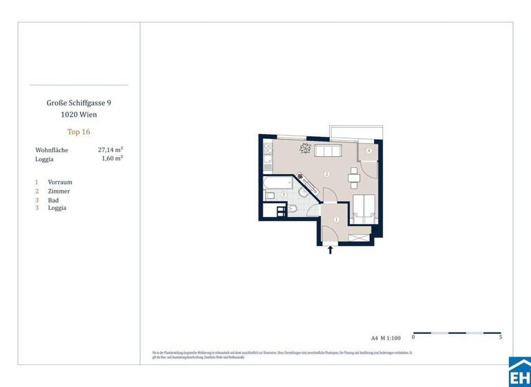 Studio zum Kauf - Erstbezug 305.000 € 1 Zimmer 27,1 m² 5. Geschoss Große Schiffgasse Wien 1020