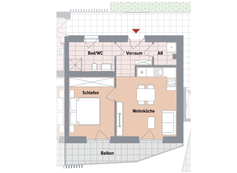 Wohnung zum Kauf 228.600 € 2 Zimmer 42,1 m² 1. Geschoss Corneliusweg Gösting Graz,13.Bez.:Gösting 8051