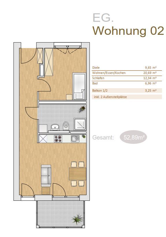 Wohnung zum Kauf 260.000 € 2 Zimmer 52,9 m²<br/>Wohnfläche EG<br/>Geschoss 01.04.2026<br/>Verfügbarkeit Velden Velden 84149