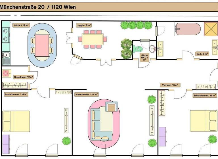 Wohnung zur Miete 1.837 € 3 Zimmer 96 m² 1. Geschoss Münchenstraße 20 Wien 1120