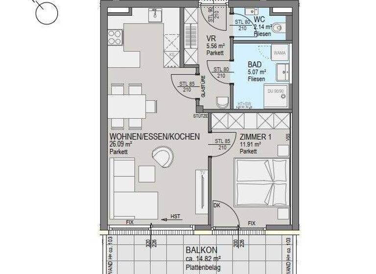 Wohnung zum Kauf - Erstbezug provisionsfrei 359.000 € 2 Zimmer 50,8 m² 1. Geschoss Sankt Peter Graz 8042