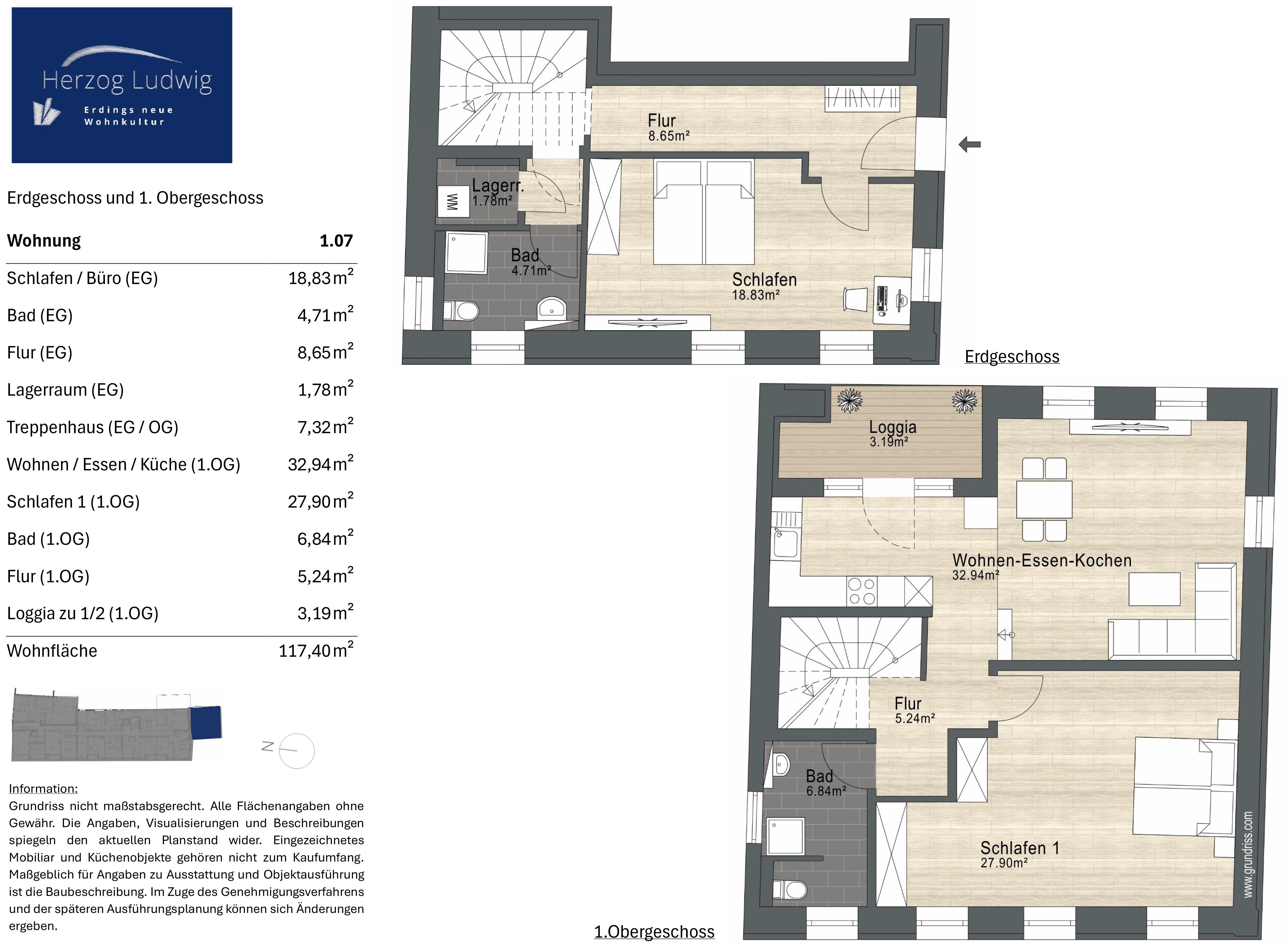 Wohnung zum Kauf provisionsfrei 929.900 € 3,5 Zimmer 117,4 m²<br/>Wohnfläche 1.<br/>Geschoss Altenerding Erding 85435