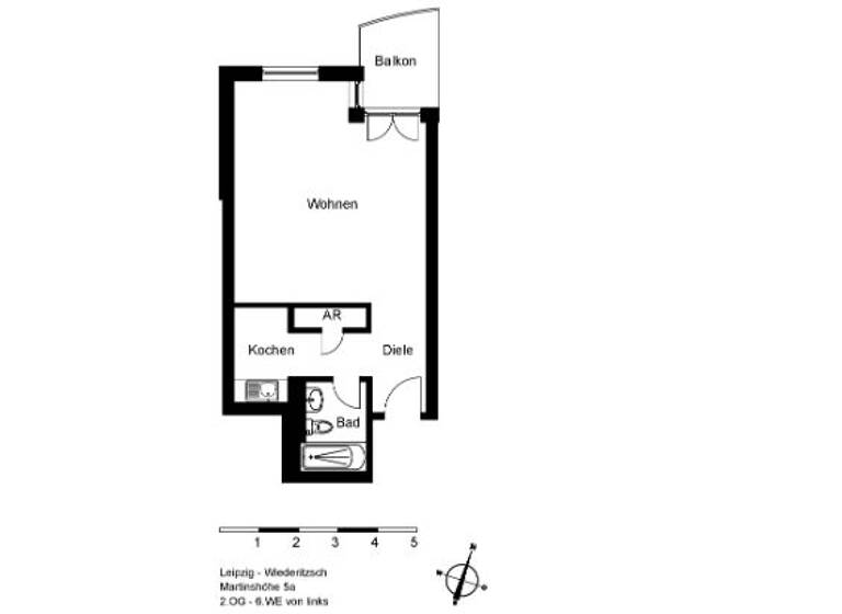 Wohnung zur Miete 499 € 1 Zimmer 42,5 m²<br/>Wohnfläche 2.<br/>Geschoss 01.07.2025<br/>Verfügbarkeit Martinshöhe 5a Wiederitzsch Leipzig 04158