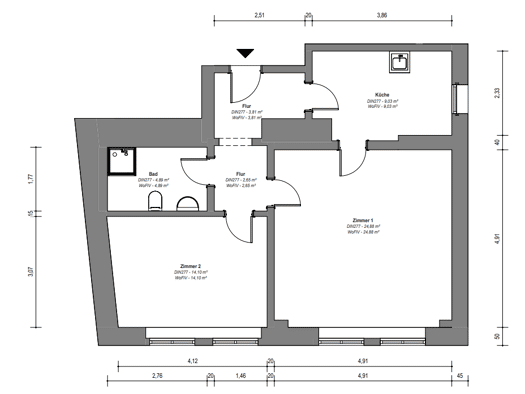 Wohnung zur Miete 424 € 2 Zimmer 60,6 m² 3 Geschosse frei ab sofort Markt 21 Sangerhausen Sangerhausen 06526