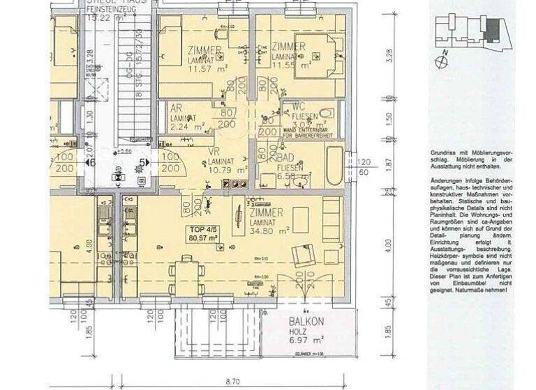 Wohnung zur Miete 788 € 3 Zimmer 80,8 m² frei ab 01.05.2026 Getreidegasse Hofamt Priel 3681