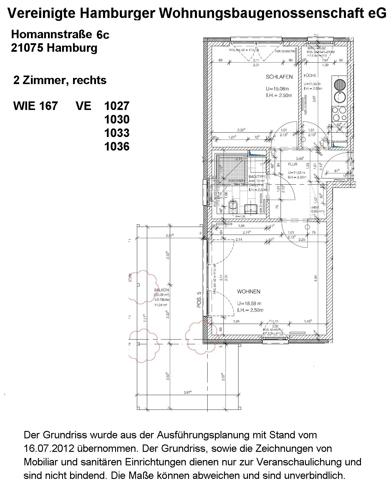 Wohnung zur Miete 753 € 2 Zimmer 65,4 m²<br/>Wohnfläche 3.<br/>Geschoss 01.01.2025<br/>Verfügbarkeit Homannstraße 6c Eißendorf Hamburg 21075