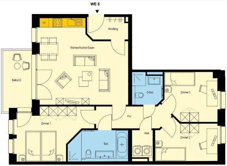 Wohnung zur Miete 1.598 € 4 Zimmer 93,9 m² 3. Geschoss Floßplatz 25 Zentrum-Süd Leipzig 04107