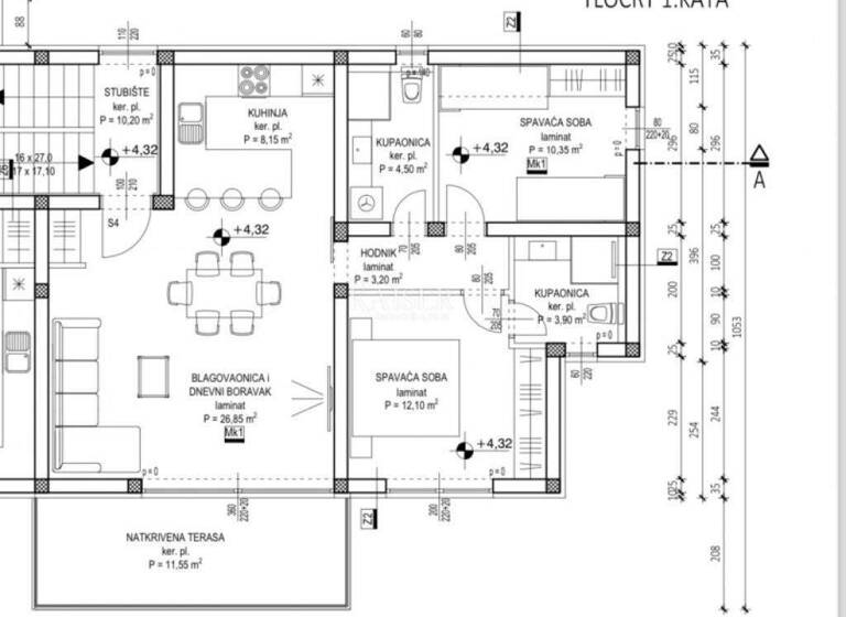 Wohnung zum Kauf 365.000 € 3 Zimmer 79 m² 1. Geschoss Privlaka Privlaka
