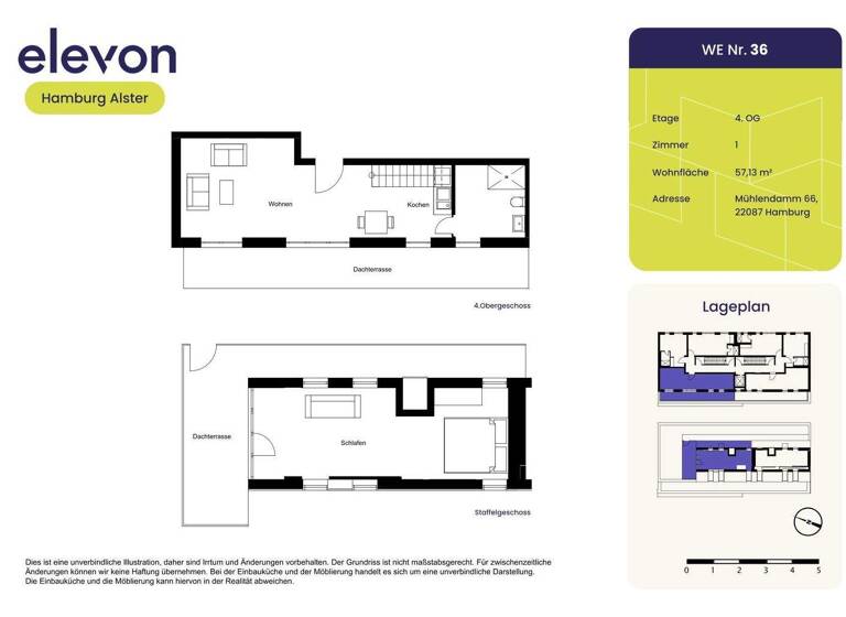 Studio zur Miete 1.379 € 1 Zimmer 57,1 m² 5. Geschoss frei ab 01.03.2026 Mühlendamm 66 Hohenfelde Hamburg 22087