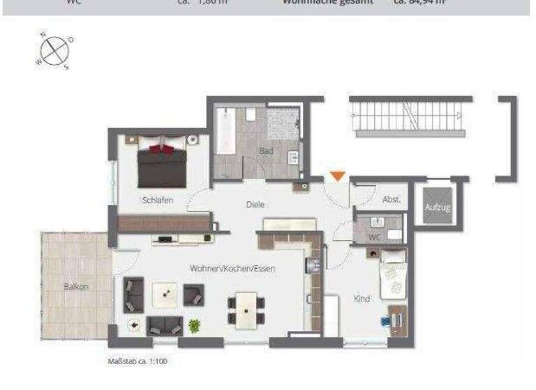 Wohnung zum Kauf provisionsfrei 380.500 € 3,5 Zimmer 84,9 m² Ortsbereich Hohentengen 88367