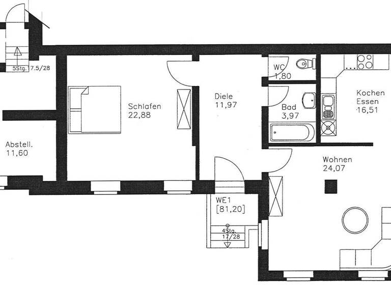 Wohnung zur Miete 730 € 2 Zimmer 81,2 m² EG Otto-Schmiedt-Straße 34 Leutzsch Leipzig 04179
