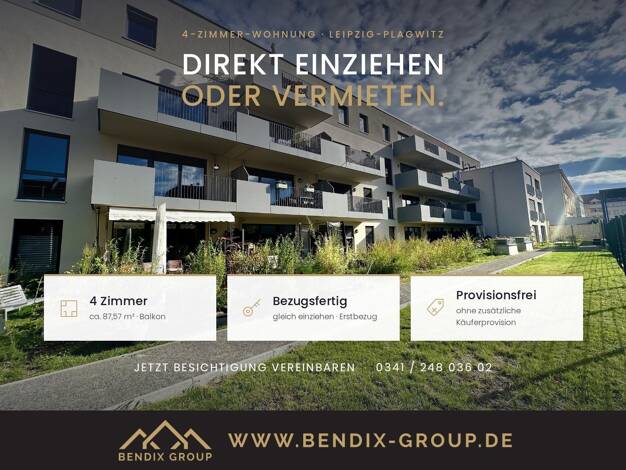 Wohnung zum Kauf - Erstbezug provisionsfrei 523.000 € 4 Zimmer 87,6 m² 1. Geschoss Plagwitz Leipzig 04229