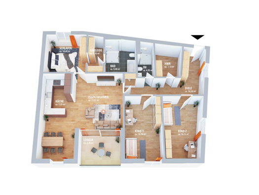 Wohnung zur Miete 1.540 € 4 Zimmer 135 m² 3. Geschoss frei ab 01.06.2026 Schallershofer Straße 14 Stadtrandsiedlung Erlangen 91056