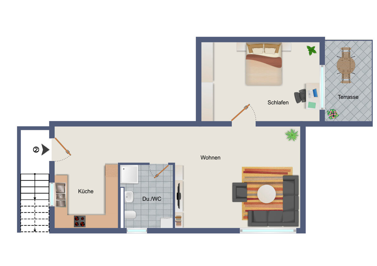 Wohnung zur Miete 780 € 2 Zimmer 50 m²<br/>Wohnfläche EG<br/>Geschoss Affstätt Herrenberg / Affstätt 71083