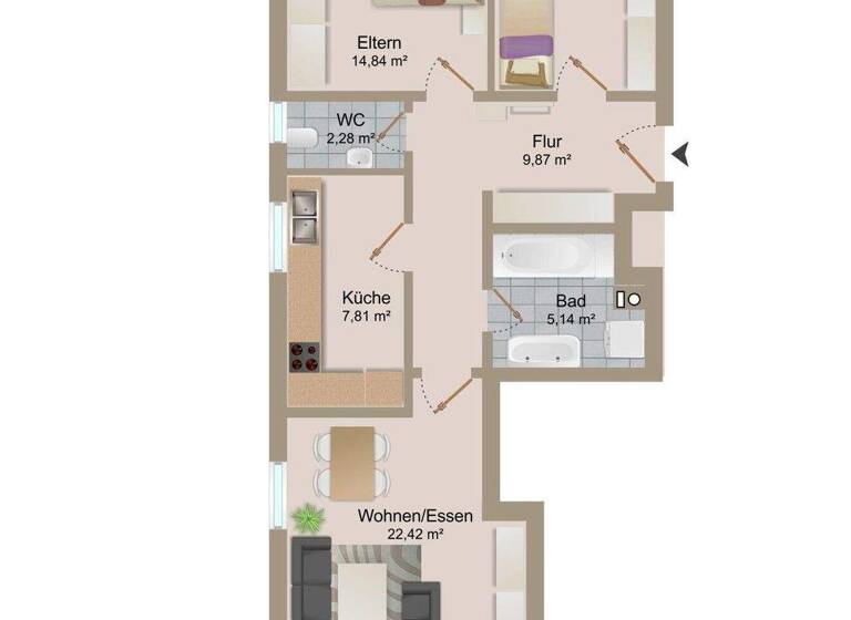 Wohnung zur Miete 730 € 3 Zimmer 76,5 m² 1. Geschoss frei ab sofort Alburg Straubing 94315