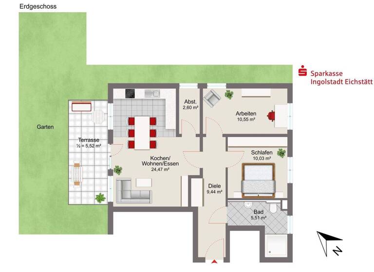 Wohnung zum Kauf provisionsfrei 429.000 € 3 Zimmer 68,1 m² Ringsee Ingolstadt 85053