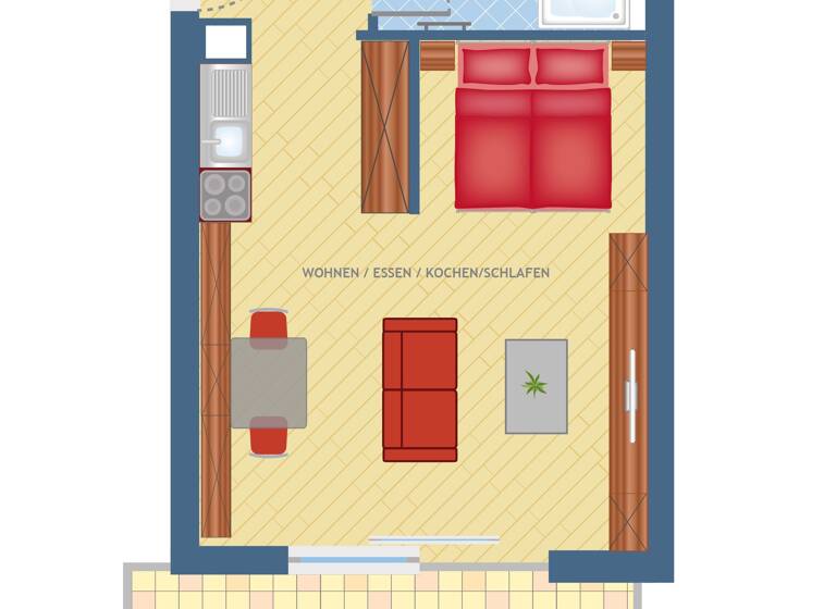 Wohnung zur Miete 740 € 1 Zimmer 46 m²<br/>Wohnfläche 2.<br/>Geschoss Oberbrunnenstr.1 Renningen Renningen 71272