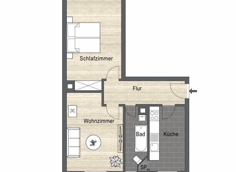 Wohnung zur Miete 749 € 2 Zimmer 53 m² 2. Geschoss frei ab 15.06.2026 Voigtstraße 4 Neulindenau Leipzig 04179