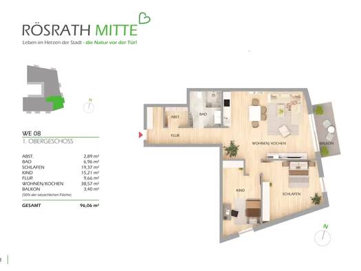 Wohnung zum Kauf provisionsfrei 545.000 € 3 Zimmer 96,1 m² 1. Geschoss Rösrath Rösrath 51503