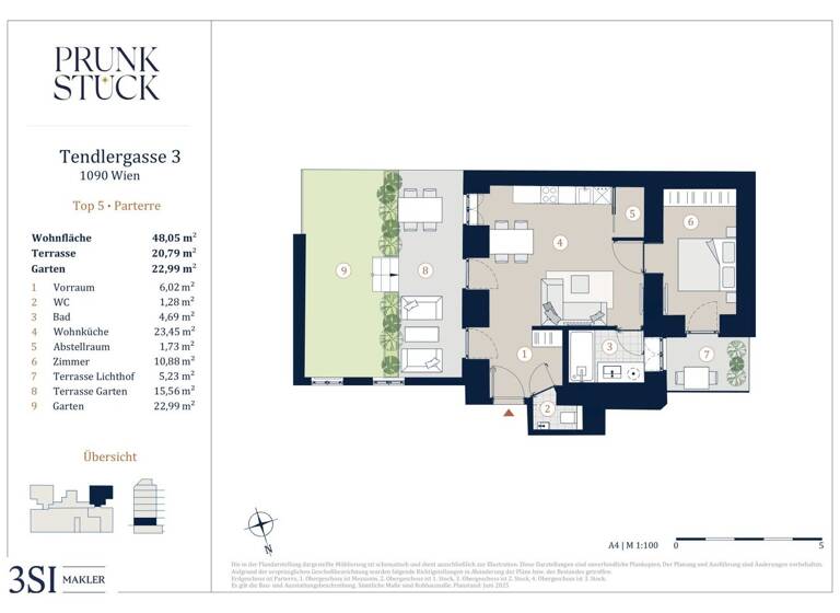 Wohnung zum Kauf - Erstbezug 449.000 € 2 Zimmer 48,1 m² EG Tendlergasse 3 Wien 1090