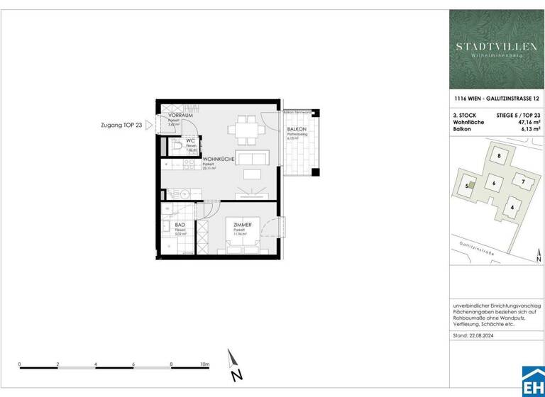 Wohnung zum Kauf - Erstbezug 407.008 € 2 Zimmer 47,2 m² 3. Geschoss Erdbrustgasse Wien 1160
