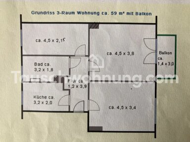 Wohnung zur Miete Tauschwohnung 402 € 3 Zimmer 58,4 m² 1. Geschoss Connewitz Leipzig 04277