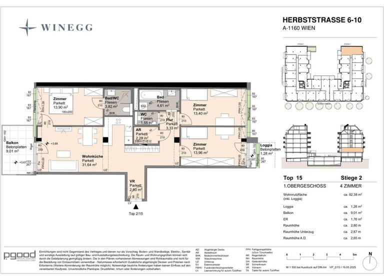 Wohnung zum Kauf - Erstbezug 519.800 € 4 Zimmer 91,1 m² 1. Geschoss Herbststraße 6-10 Wien 1160