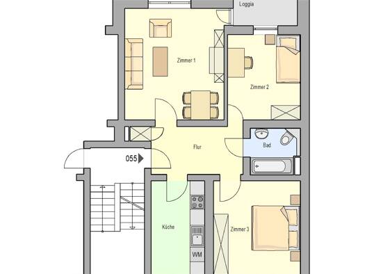 Wohnung zur Miete 636 € 3 Zimmer 63,9 m² 4. Geschoss frei ab 01.02.2027 Heinrichstraße 62 St Leonhard Weiterer Innenstadtgürtel West / Nord / Ost 90439