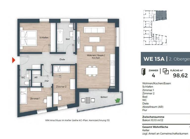 Wohnung zum Kauf - Neubau provisionsfrei 849.950 € 4 Zimmer 98,6 m²<br/>Wohnfläche 2.<br/>Geschoss ab sofort<br/>Verfügbarkeit Großreuther Straße 165 Großreuth h d Veste Nürnberg 90425