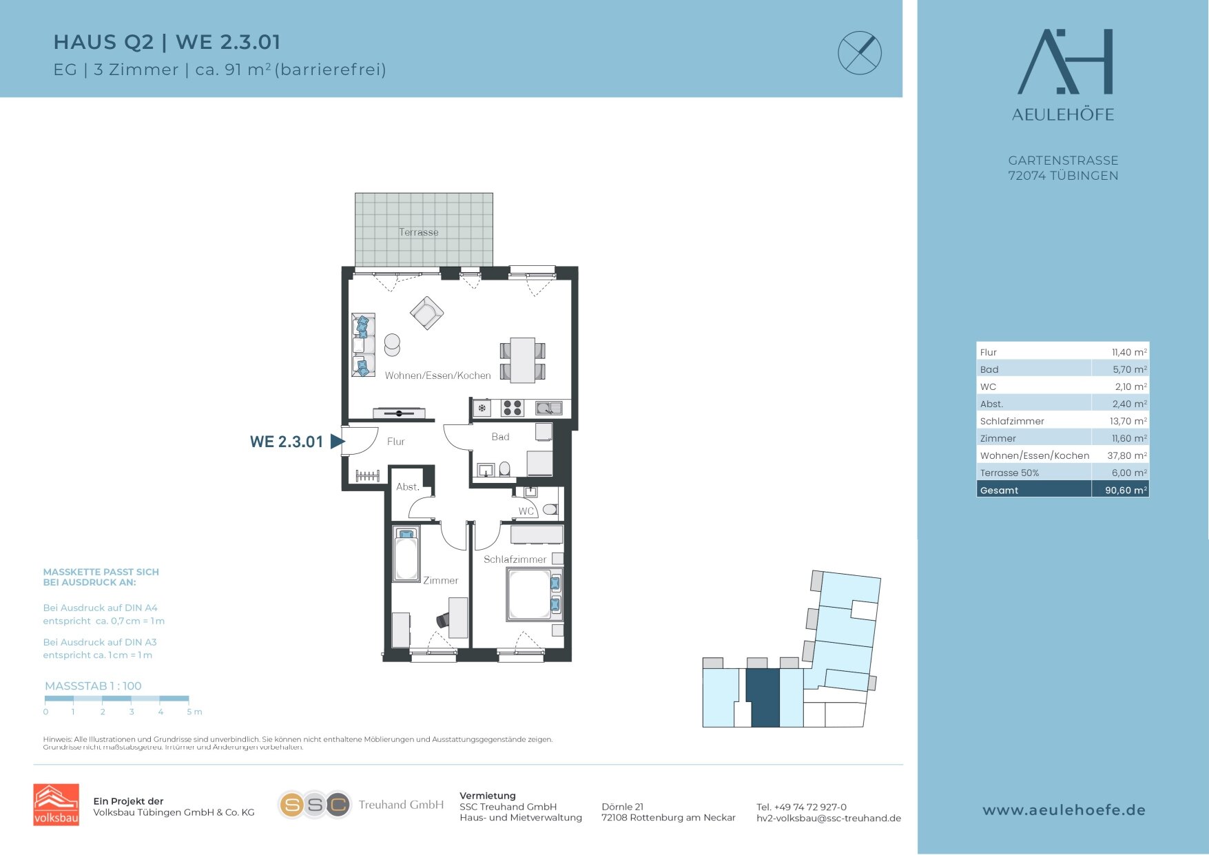 Wohnung zur Miete 1.518 € 3 Zimmer 91 m²<br/>Wohnfläche EG<br/>Geschoss ab sofort<br/>Verfügbarkeit Gartenstr. 227 Lustnau - Aeule Tübingen 72074