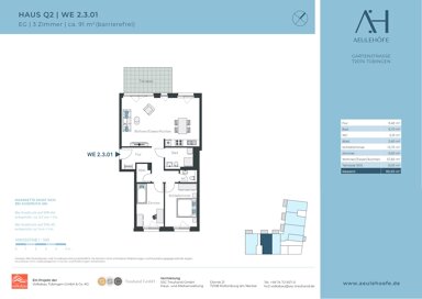 Wohnung zur Miete 1.518 € 3 Zimmer 91 m² EG frei ab sofort Gartenstr. 227 Lustnau - Aeule Tübingen 72074