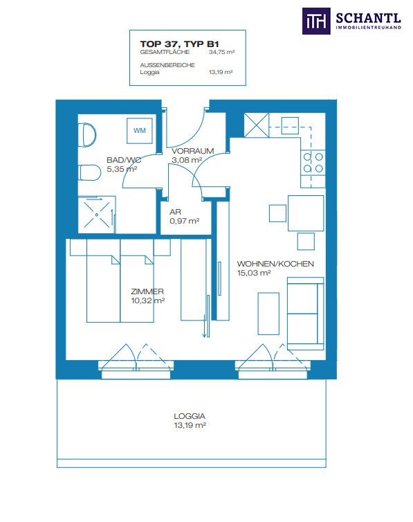 Wohnung zum Kauf provisionsfrei 213.440 € 1 Zimmer 34,8 m²<br/>Wohnfläche 2.<br/>Geschoss Brauquartier Puntigam Graz 8055