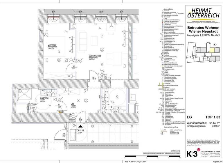 Wohnung zur Miete 866 € 2 Zimmer 61,8 m² EG frei ab 01.06.2026 Komarigasse Wiener Neustadt 2700