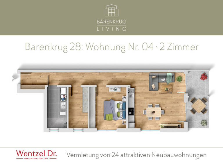 Wohnung zur Miete 1.407 € 2 Zimmer 73,4 m² EG frei ab 01.09.2026 Barenkrug 28 Farmsen-Berne Hamburg 22159