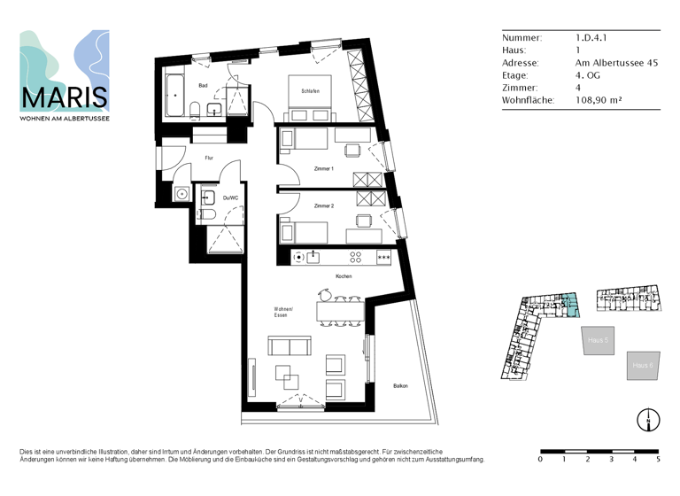 Wohnung zur Miete - Erstbezug 1.742 € 4 Zimmer 108,9 m² 4. Geschoss Am Albertussee 45 Heerdt Düsseldorf 40549