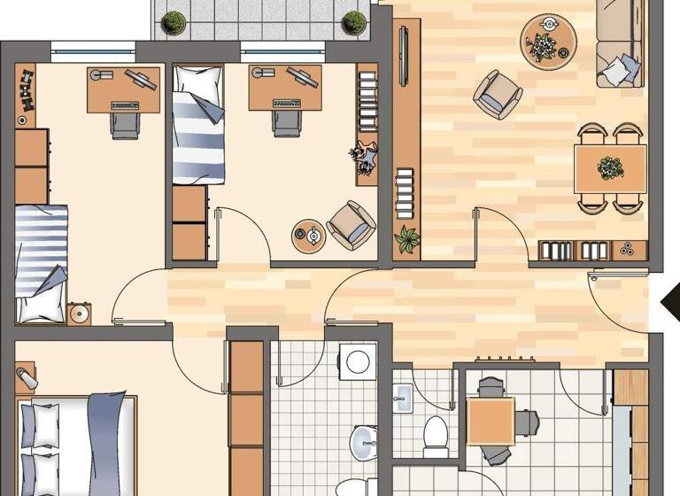 Wohnung zur Miete nur mit Wohnberechtigungsschein 410 € 3,5 Zimmer 75,6 m² 3. Geschoss frei ab 06.04.2026 Grimbergstraße 14 Schwerin Castrop-Rauxel 44577