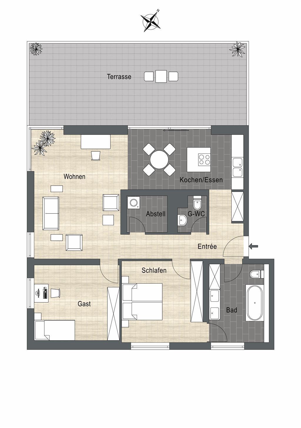 Terrassenwohnung zum Kauf 990.000 € 3,5 Zimmer 126 m²<br/>Wohnfläche 3.<br/>Geschoss Stadtmitte Neu-Ulm 89231