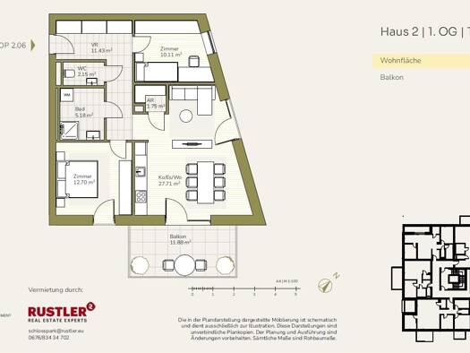 Wohnung zur Miete 781 € 3 Zimmer 71 m² frei ab 01.12.2026 Straßgang Graz 8054