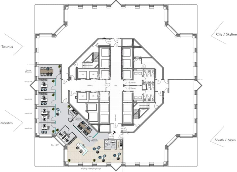 Bürofläche zur Miete 32 € 12.789 m² Bürofläche teilbar ab 338 m² Westend-Süd Frankfurt am Main 60308