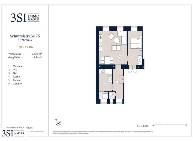 Wohnung zum Kauf - Erstbezug 765.000 € 5 Zimmer 118,5 m² 1. Geschoss Schüttelstraße 75 Wien 1020
